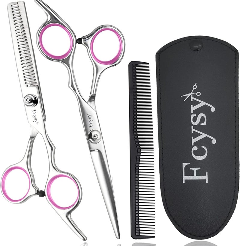 Fcysy Hair Cutting Scissors Set, Barber Scissors Thinning Shears, Professional Salon Haircutting Tools - Image 1